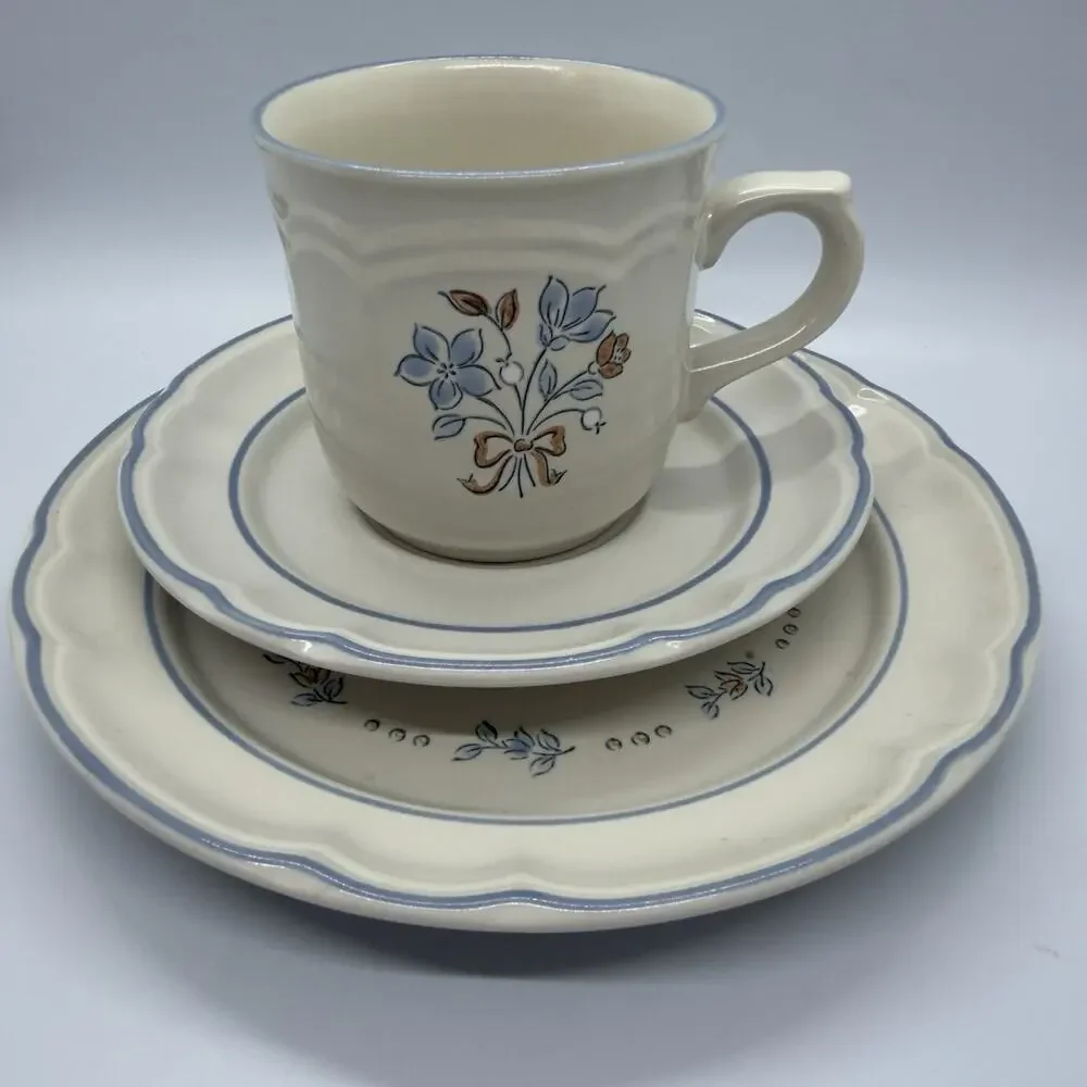 Cordella Collection Bluet Stoneware Coffee Cup Mug Saucer Salad Plate 3Pc Set